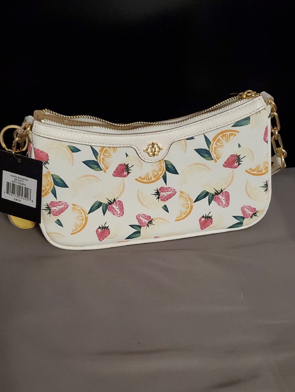 Strawberry & Citrus Print Shoulder Bag - White